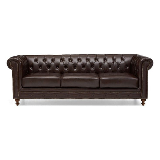 Milano Chesterfield Brown Leather 3 Seater Sofa Sofa Milano 