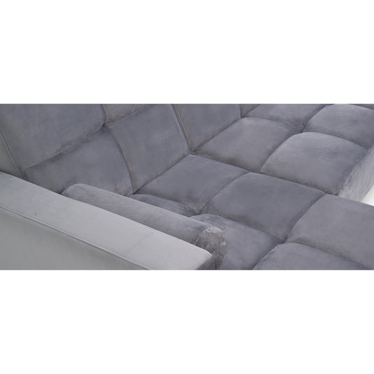 Ana Grey Velvet 3 Seater Corner Sofa Bed with Left Facing Chaise Sofa Ana 