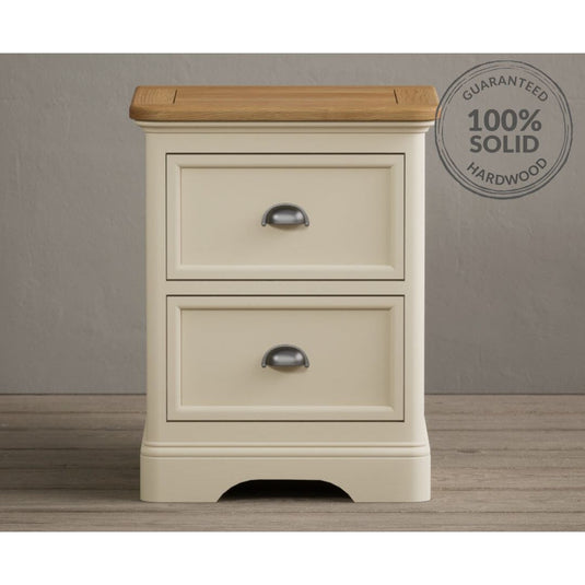 Bridstow Oak and Cream Painted 2 Drawer Bedside Chest Storage Bridstow 