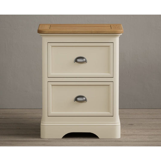 Bridstow Oak and Cream Painted 2 Drawer Bedside Chest Storage Bridstow 