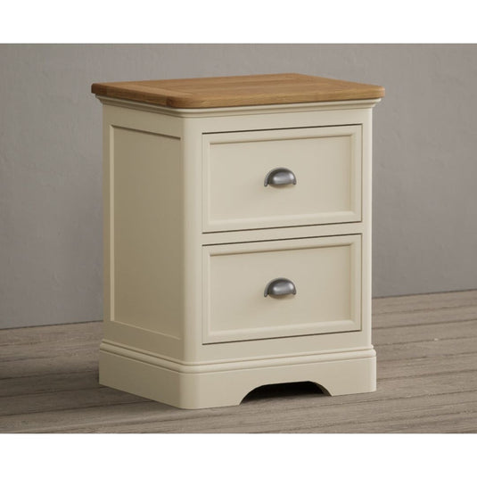 Bridstow Oak and Cream Painted 2 Drawer Bedside Chest Storage Bridstow 