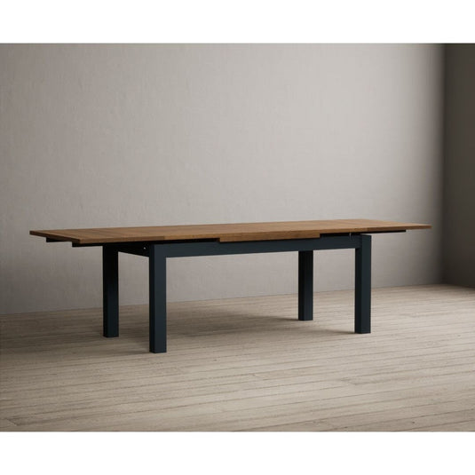 Extending Hampshire 180cm Oak and Dark Blue Painted Dining Table Table Hampshire 