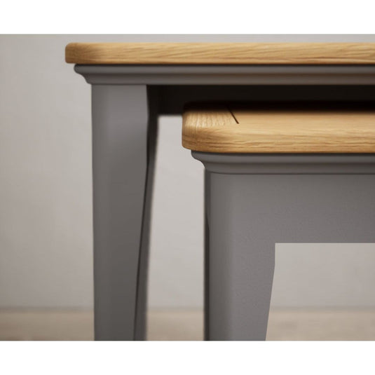 Bridstow Oak and Light Grey Painted Nest Of Tables Occasionals Bridstow 