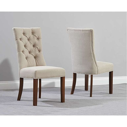 Francois Cream Fabric Dark Oak Leg Dining Chairs Dining Chairs Francois 