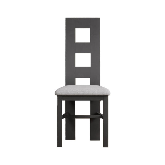 Painted Charcoal Grey Flow Back Dining Chairs with Light Grey Fabric Seat Pad Dining Chairs Painted 